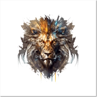 Lion Portrait Animal Painting Wildlife Outdoors Adventure Posters and Art